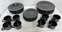 31pc vintage Mikasa black plus ceramic dish set