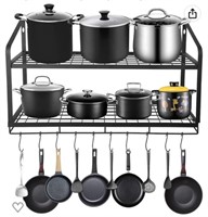 Amtiw double layered wall-mounted pot rack