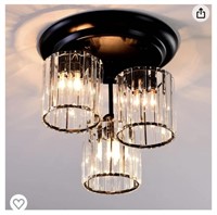 Three tier crystal semi plush ceiling light