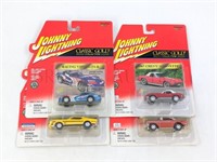 (4) JOHNNY LIGHTNING DIECAST CARS, CLASSIC GOLD