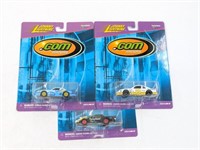 (3) JOHNNY LIGHTNING DIECAST CARS, .COM RACERS