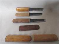 3 Wood Handle Oriental Knives