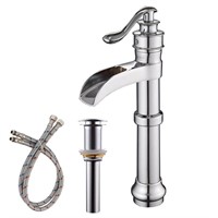 $115  Waterfall Single-Handle Vessel Faucet, Chrom