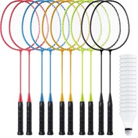 10 Packs Badminton Rackets Set with 15 Badminton S