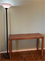 Wood Table & Floor Lamp