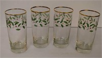 Set of 4 Mistletoe Tea Glasses