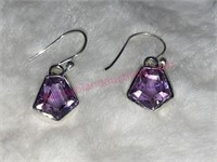 New Sterling purple amethyst pendant earrings