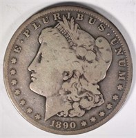 1890-CC “TAILBAR” MORGAN DOLLAR, VG