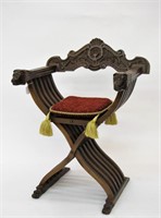 Florentine Savonarola Chair, Hand Carved
