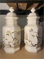 Pair of La Nora's cherry blossom Floral Canisters