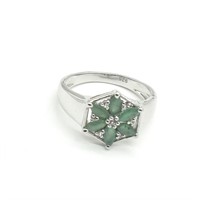 Silver Emerald(1.35ct) Ring