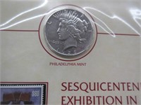 1926 peace dollar & stamp set (150th anniv)