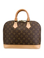 Louis Vuitton Brn Ctd Canvas Zip Close Top Hdl Bag