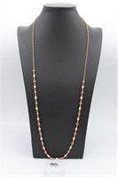 White and Coral bezel bead necklace