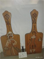2 Painted Wooden Server Paddles