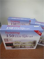 New Box of Twinkling Icicle Lights  Lot of 3 boxes