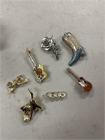 6- Assorted Brooch Pins and Barrette
