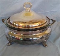 Silver plated 3 piece casserole dish with lid