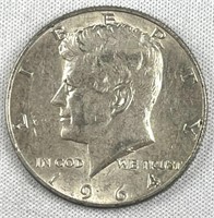 1964 JFK 90% Silver Half Dollar, AU