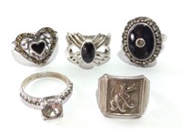 5 Vtg Sterling Silver Rings (Walt Disney P. Ring)