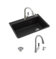 KOHLER Dual-mount 33-in x 22-in Matte Black