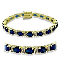 14k Gold-pl. Oval 13.00ct Blue Topaz Bracelet