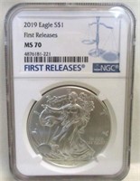 2019 SILVER EAGLE EARLY RELEASE NGC MS70