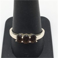 Sterling Silver Ring W Brown Stones