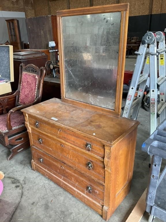 Antique Wood Vanity Dresser.