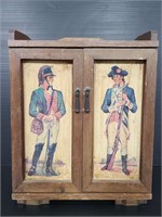 Small wood wall cabinet w/ military man design
