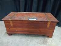 ANTIQUE SOLID CEDAR CHEST WITH CONTENTS