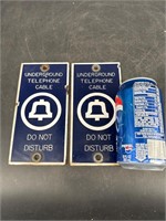 LOT OF 2 PORCELAIN UNDERGROUND TELEPHONE SIGNS
