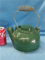 Enamel Cast Iron Teapot  wire handle look at