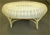 Vintage White Wicker Rattan Coffee Cocktail Table