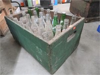 green pop bottles case and bottles