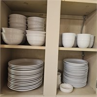HUGE Set Of Mainstays White Stoneware Dishes, More