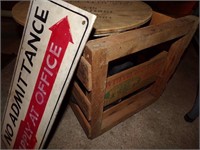 NO ADMITTANCE SIGN, WOODEN CRATE & MORE
