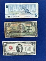 US $2,00 Red mark 1928 D, Canada 1937
