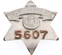 CHICAGO ILLINOIS RETIRED POLICE BADGE NO. 5607