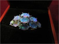 LADIES STAMPED 925 GREEN OPAL RING SIZE 9