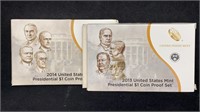 2013, 2014 Presidential Proof Dollars (2) Sets