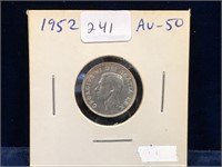 1952 Can Silver Ten Cent Piece  AU50