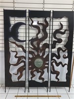 Decorative linking metal art screen over 5' tall