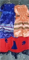 2 AMERICAN INDIAN MADE FOLKDANCE DRESSES & SCARF