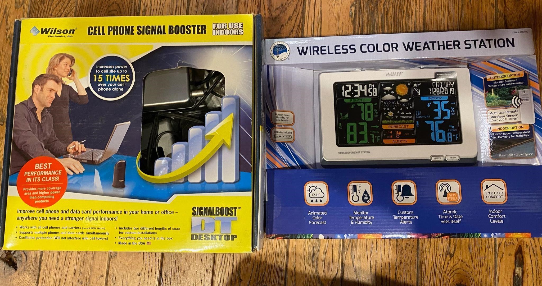 COLOR WEATHER STATION, CELL PHONE BOOSTER