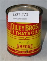 VTG. RILEY BROS. 1 PINT GREASE CAN W/CONTENTS