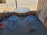 GLASS TOP METAL TABLE WITH 2 CHAIRS