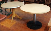 2 round tables -- 1 diam 41.5", 30.5" h with metal
