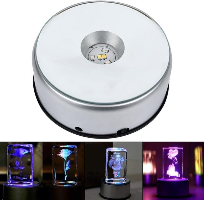 4" 7 LED Display Base for Crystals Glass Art,