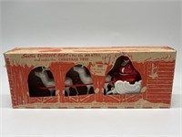 Vtg Irwin Plastic Santa & Reindeer Barn Christmas